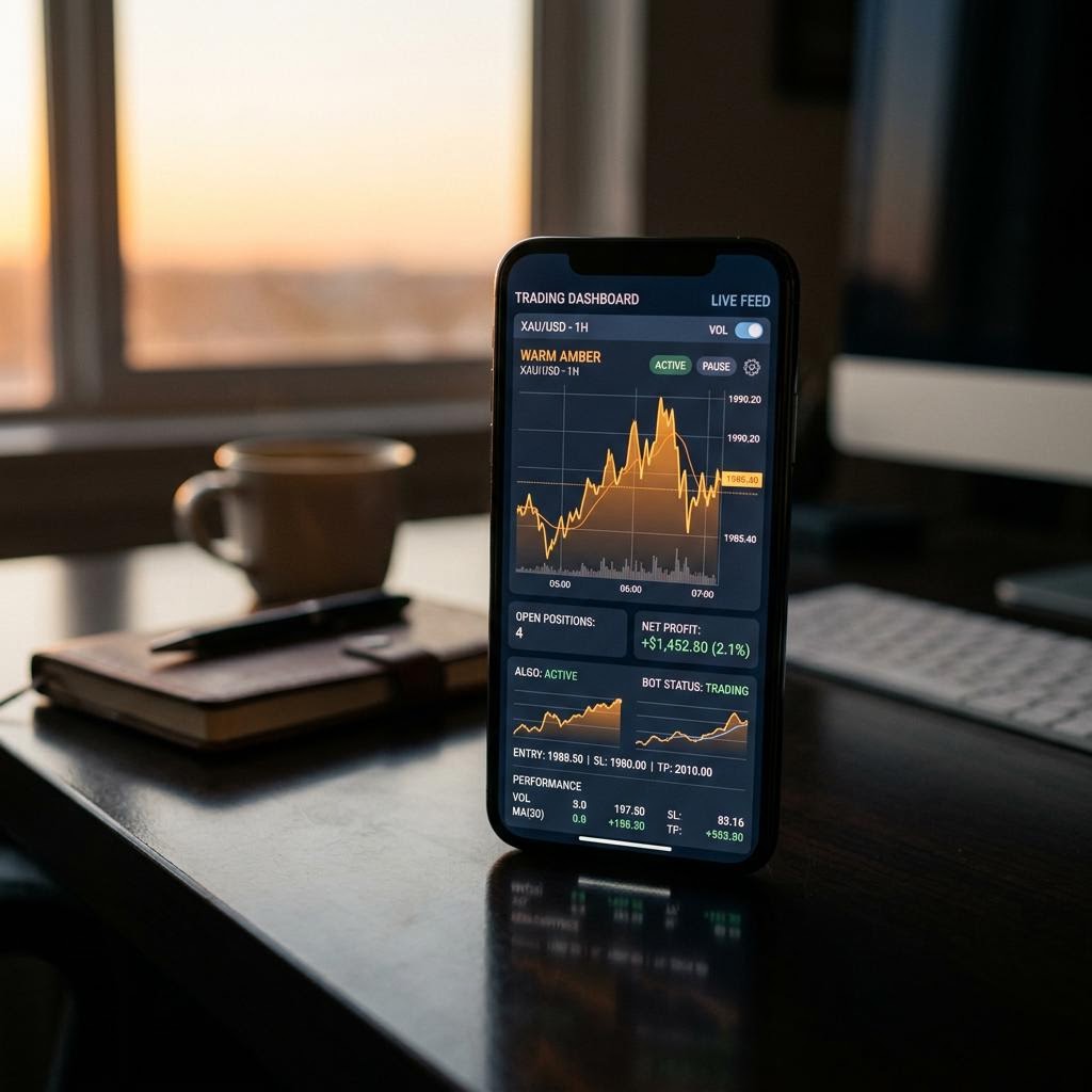 Crest Vaultshire AI crypto trading platform running on mobile interface